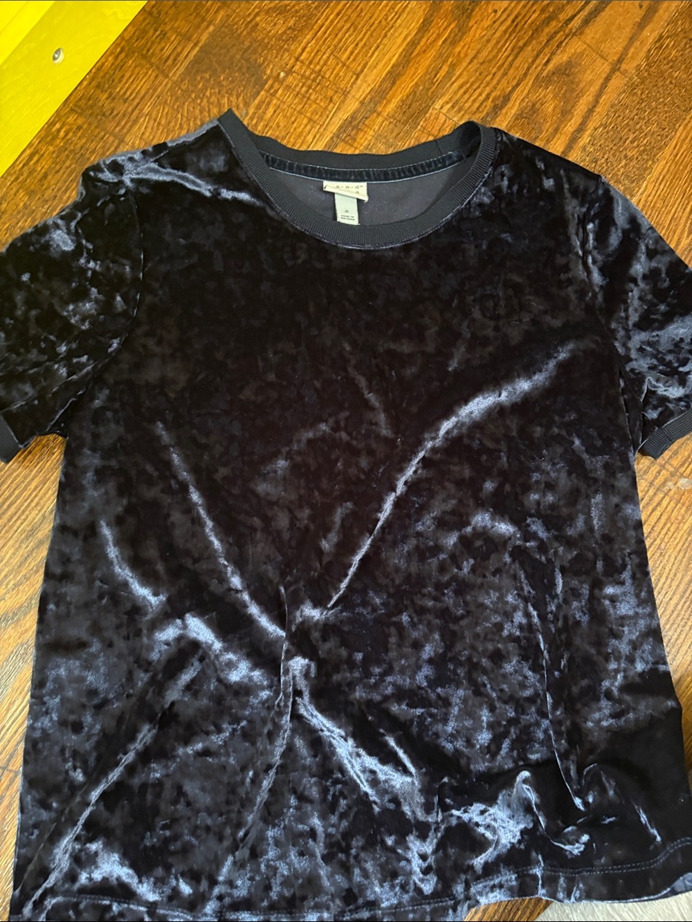 Crushed Velvet Short Sleeve Top - dark blue
